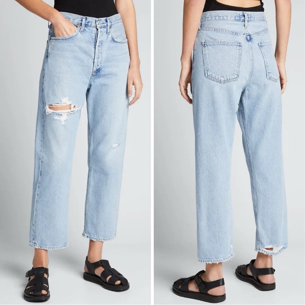 90s Crop Mid Rise Loose Straight Agolde jeans in Echo NWT